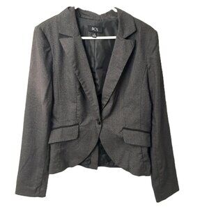BCX Junior Blazer Size XL Black/Gray Long Sleeves Button Machine Shoulder Pads